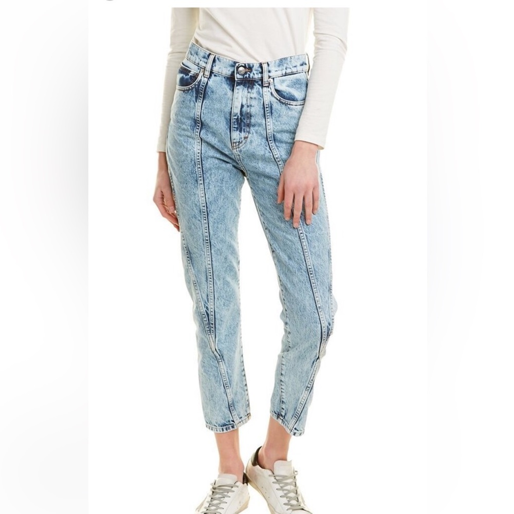 IRO Acid Wash Mom Jeans High Rise Straight Leg Blue Pink 36 (USA 6) NWT balloon